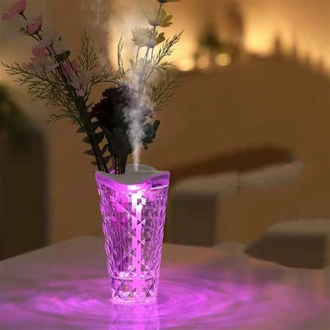 Lampe en cristal 3 en 1, lumières à couleurs changeantes, lampe de table avec fonction brumisateur, lampe de table en cristal, humidificateur, veilleuse LED, rose, éclairage romantique, décoration pou (1/4)