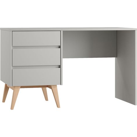 Scrivania a 3 cassetti Pinio Swing Grigio e legno (1/3)