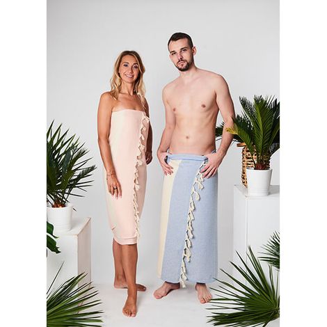 Toalla de hammam con diseño de diamante, 100% algodón natural azul yeye. (1/5)