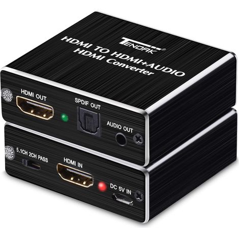 Répartiteur Audio HDMI 4K - Extracteur HDMI Vers SPDIF TOSLINK Optique et Stéréo 3,5 mm - Adaptateur Pour Lecteur Blu-Ray DVD PS4 Xbox One PC Sky Box (1/5)
