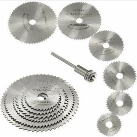 Neues 7-teiliges HSS-Sägeblattset für Dremel-Rotationswerkzeuge, Kreissägeblätter für Holz, passend für das Dremel-Rotationswerkzeugfutter mit 3,175 mm (1/8") Verlängerungsstange (1/5)