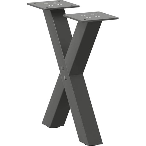 Set di 2 gambe per tavolino a forma di X 30 x 30 cm con piedini regolabili design moderno in acciaio antracite 020057146