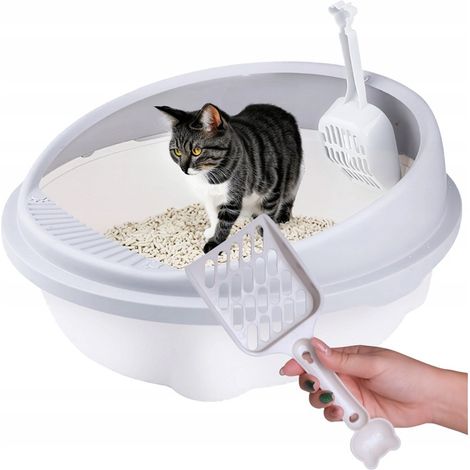 Lettiera per gatti aperta GRANDE 51 cm GRIGIA resistente + PALETTA