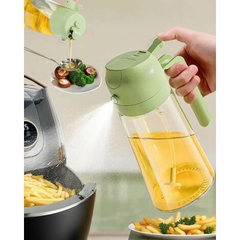 Sprühflasche aus Glas für Speiseöl, geeignet für Heißluftfritteuse und Salate. 470 ml. Grün LCC2274-01 (1/4)