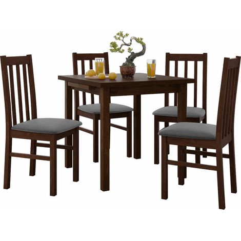 Conjunto de mesas y sillas para comedor Victorville 263, Nuez, 76x80x80cm, Diámetro: 0, Número de asientos: 4, Estilo: Contemporary