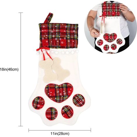 Chaussette de Noël pour chien à suspendre, motif grandes pattes, décoration de Noël  Décorations de Noël, chaussettes de Noël, sac cadeau  Patte de chien (1/5)