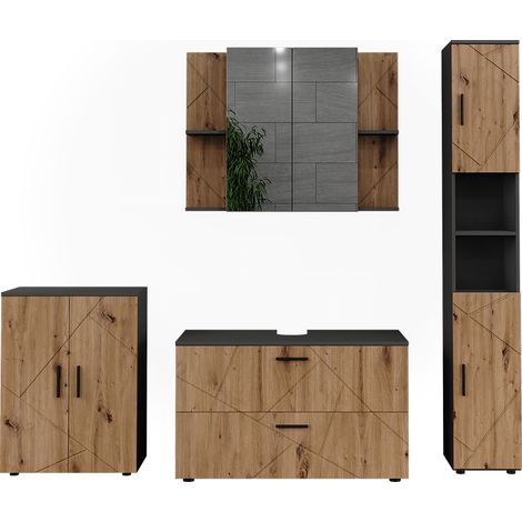 Badmöbel-Set Irma, Anthrazit/Artisan, 4 Teile, Vicco