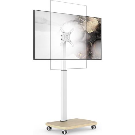 Support TV roulettes avec Base en Bois pour TV de 19-42 Pouces - Support TV sur Pied Plus Haut 1182-1382 MM Pivotant 70° Inclinaison 12° jusqu'à 20 KG Max. VESA 200x200mm