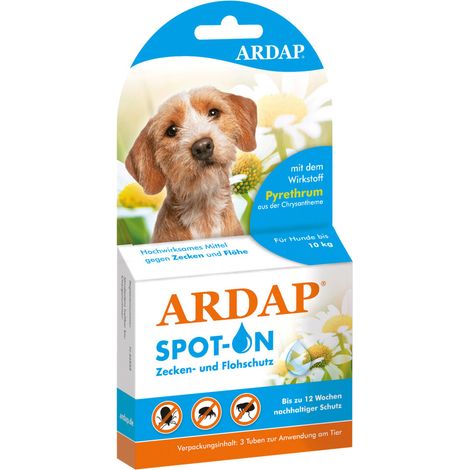 ARDAP Spot On Floh- und Zeckenschutztropfen für Hunde unter 10 kg 3 x 1 ml (1/4)