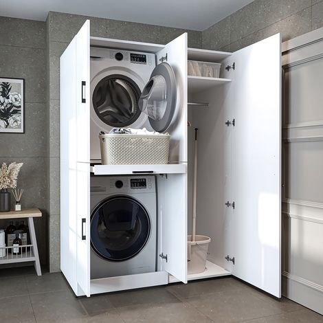 Roomart DORA-I Waschmaschinen-Überbauschrank 130, Weiß