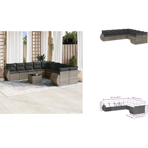 Salon de jardin avec coussins 10 pcs gris résine tressée - Ensemble Salon De Jardin - Mobilier De Jardin - Canapé Extérieur - Set Salon - Chaise Longue