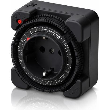 Theben 0260050 Timer 26 BK - Steckdosen-Zeitschaltuhr - Sonderedition - 1-Kanal, Tagesprogramm, mechanisch, 96 Schaltsegmente, 15-min-Schaltzeit, 400 W LED, Schuko, Schaltungsvorwahl (1/5)