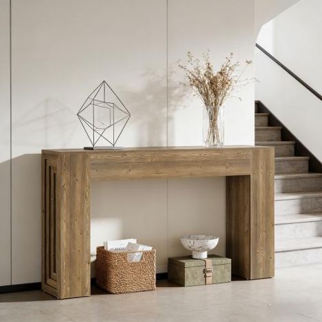 Table basse robuste, grande table d'appoint pour canapé, table de couloir en bois, console (1/5)