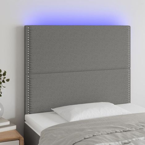 Tête de lit à LED - Design industriel - Pour Lit adulte - Gris foncé 100x5x118/128 cm Tissu Chic-273291 (1/5)