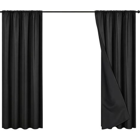 Ensemble de deux rideaux occultants 100x200 cm – isolants thermiques et protecteurs solaires, avec un ourlet tunnel, adaptés au salon et à la chambre. (1/5)