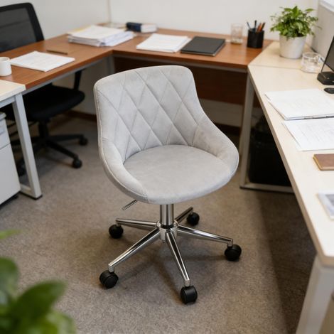 Fauteuil de bureau pivotant sur roulettes, chaise ergonomique pour télétravail, siège à roues pour espace de travail à domicile (lot de chaises uniquement) (1/4)