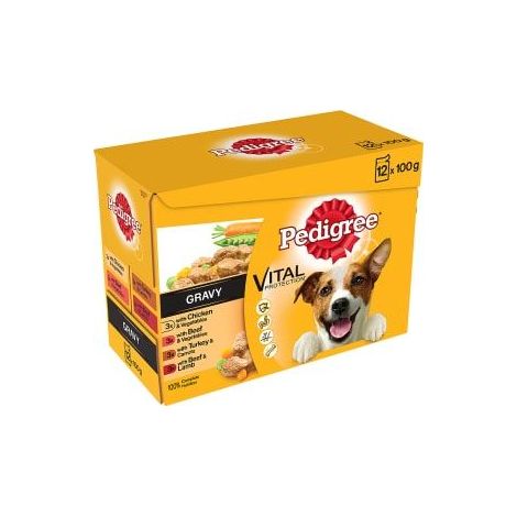 Pedigree Pouch Adult Gravy Real Meals (12Pk) 100g PK4 - 720474