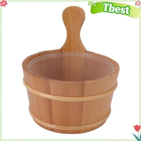 Seau de sauna, accessoires de seau de sauna en bois de cèdre de qualité supérieure, kit de bois de sauna de luxe pour hammam (1/4)