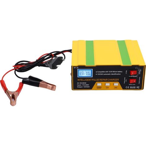 Toivize Chargeur automatique intelligent pour batterie de voiture, 12 V / 10 A et 24 V / 7,5 A, 180 W, chargeur de maintien et de décharge lente, compatible avec véhicules, motos et SUV, prise europée (1/5)