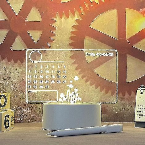 Tableau mémo lumineux LED créatif avec stylo intégré, idéal pour les fêtes, comme cadeau pour enfants ou petite amie. Décoration de nuit. Tableau calendrier avec stylo inclus. (1/5)