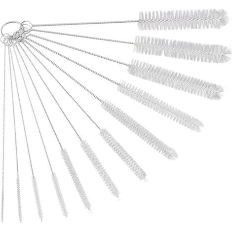 Lot de 12 Brosses de Nettoyage en Nylon – Goupillons pour Tubes, Bouteilles en Verre, Biberons, Bouilloires et Claviers – Blanc (1/5)
