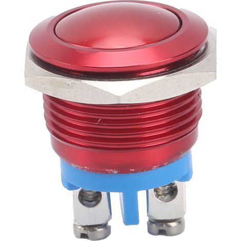 Metall-Druckknopfschalter, Kugel, vollständig oxidiert, selbstrückstellend, Jog-Schraube, Fuß-Leistungsregler, 16 mm, 220 V (rot) (1/5)