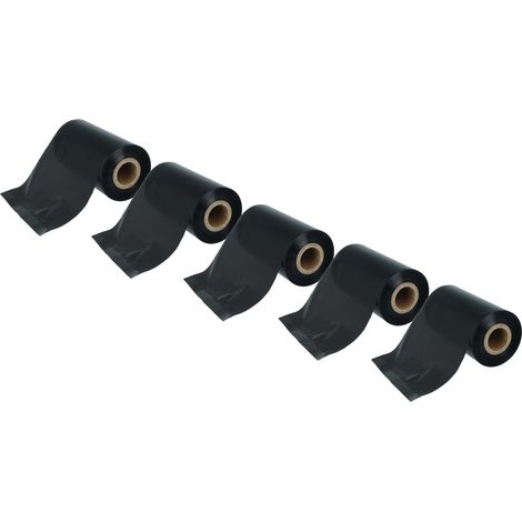 vhbw 5x Thermal Ribbon compatible with Valentin Vario Solo, Pica, II-Serie Label Printer, 110 mm x 300 m, Wax-Plus, Black (1/5)