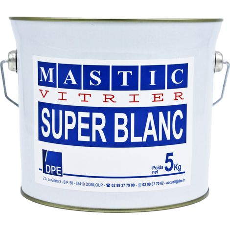 Mastic Vitrier Superblanc 5kg étanchéité Durable, Couleur Blanche éclatante - Dpe