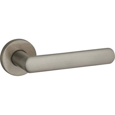 Maniglia di design Solis, per porta, su rosetta tonda, nichel satinato - FROSIO BORTOLO