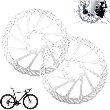 2 pièces - Kit de freins à disque - Plaquettes de frein pour vélo - Frein à disque en acier inoxydable - Argent - 160 mm - Plaquettes de frein avec vis - Frein à disque 6 trous - Convient aux VTT et v (1/5)