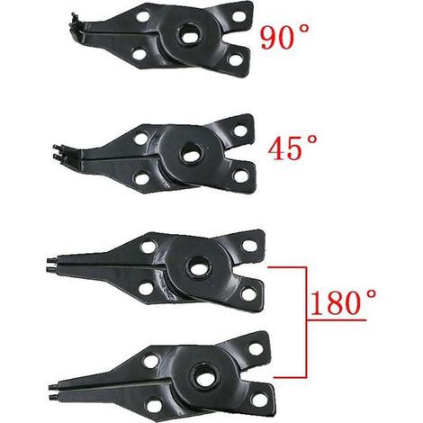 Pince à circlips 4 en 1, pince à circlips intérieure et extérieure avec 4 mâchoires interchangeables pour la pose et le retrait des circlips, 12,7 cm, rouge (1/4)