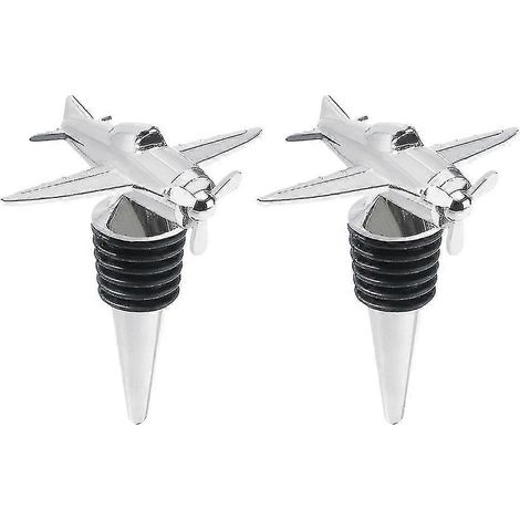 Lot de 2 bouchons de vin rouge en forme d'avion, bouchons de bouteille de champagne en métal pour bar-AquaForge