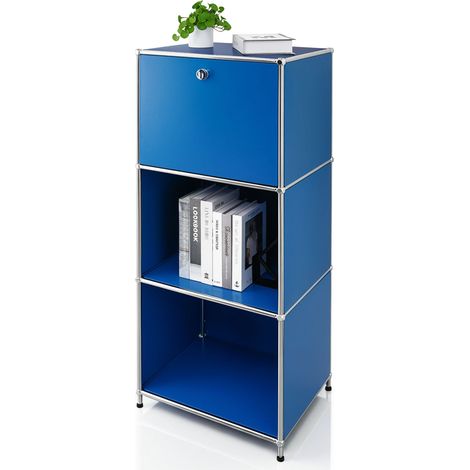 Metallregal Concept Epure MK-107 4-stöckiges Aufbewahrungsregal mit verschließbarem Fach & Ablagen Blau
