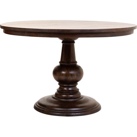 Mesa de comedor redonda de madera de mango acabado color nogal 120x77 (1/5)