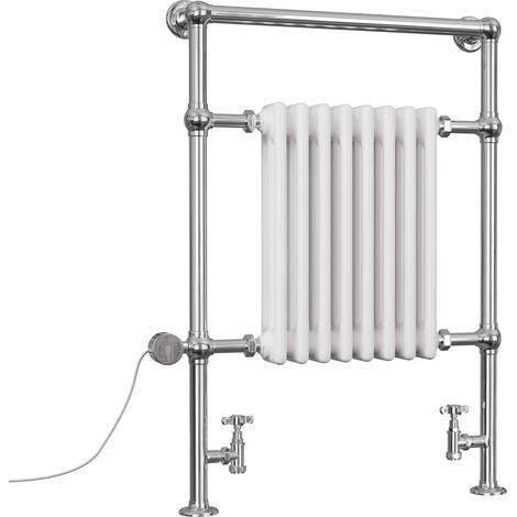 Adisham - Traditional Dual Fuel Towel Rail H963mm x W673mm Thermostatic - Floor Standing (1/3)