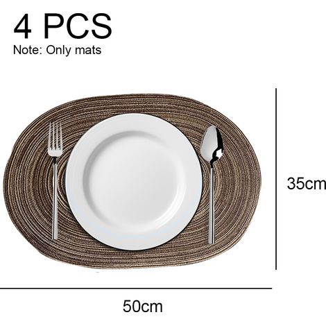 4 sets de table ovales en coton - coton ovale 50 x 35 cm marron (1/5)