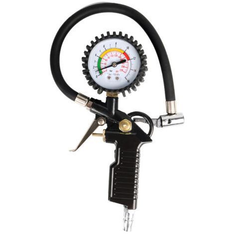 Digitales Reifendruckmessgerät, Reifenfüller, 220 PSI, 4-stufige Skala, flexibler Schlauch, Kompressor, Manometer mit Aufblaszubehör für Auto, Motorrad und Fahrrad (1/5)