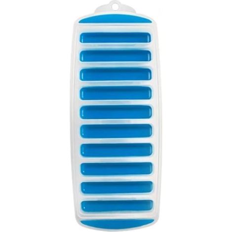 10 bacs à glaçons en silicone - Base souple - Démoulage facile - Pour le sport et les bouteilles d'eau, whisky, cocktail - Bleu (1/4)