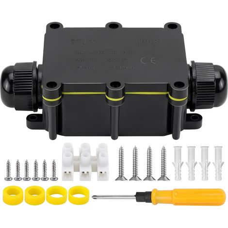 Boîte de Dérivation Étanche IP68 Boîte de Jonction Électrique 2 Voies Boîtier de Raccordement Connecteurs de Câbles Étanches pour Câble de Ø 4 à 15mm Diamètre (1/5)