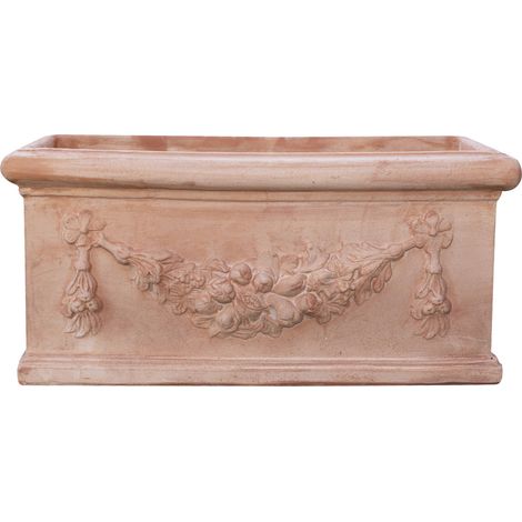 Jardinera de terracota Jarrón de terraza Macetero de exterior Made in Italy Maceta para plantas de jardín Anticongelante 82x37
