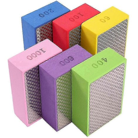 2025 Lot de 6 disques de polissage diamantés à main, grains 60/100/200/400/600/1000, pour le polissage du carrelage. Bloc de ponçage inclus. (1/5)