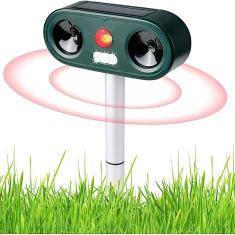 Répulsif Chat Jardin à Ultrasons, 5 Modes, Alimenté par USB ou Solaire, Répulsif Chats avec Piquet au Sol (1/5)