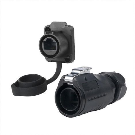 Connecteur LP-20 RJ45 CAT6 étanche IP68 noir (1/5)