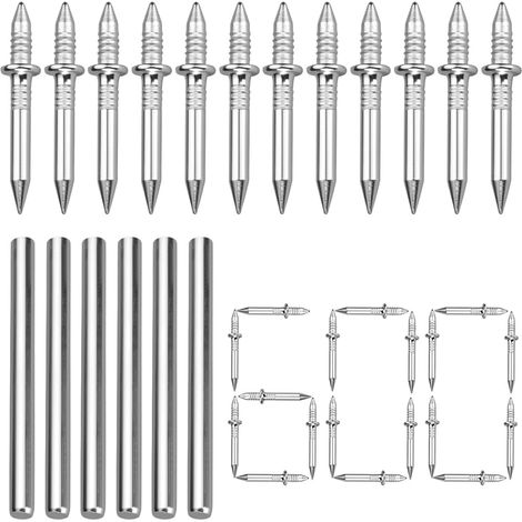600pcs Double Head Skirting Board Nails 6 Sockets Invisible Safety Screws for Skirting Boards Double Headed Nails No Joint, Double Threaded Invisible Nails for Furniture