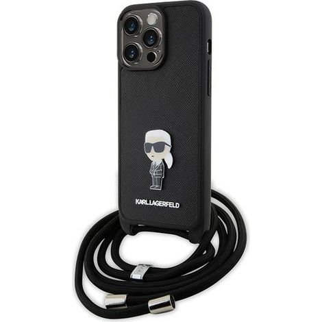Karl Lagerfeld KLHCP15XSASKNPSK iPhone 15 Pro Max 6.7 Hardcase schwarz/schwarz Crossbody Saffiano Monogram Metallpin Karl & Choupette (1/5)