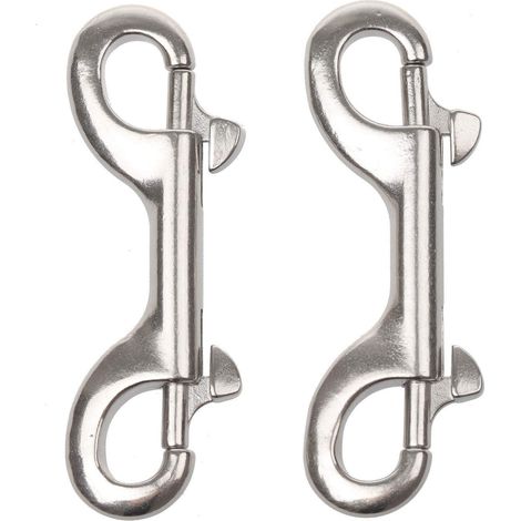 Laisse pour chien à double mousqueton avec boucle à ressort, mousqueton double en alliage de zinc et mousqueton de plongée argenté. (1/5)