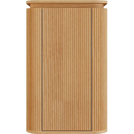 Colonne de salle de bain suspendue en bois de frêne - Naturel clair - H80 cm - LILIKO (1/3)