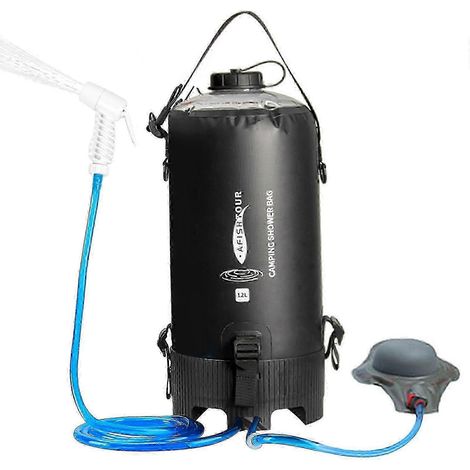 12L Portable Camping Shower Bag with Foot Pump and Hose for Hiking (1/5)
