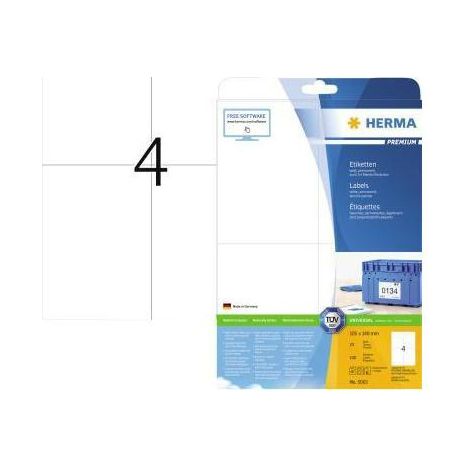 Universaletikett PREMIUM 105 x 148 mm (B x H) nicht wieder ablösbar Papier weiß 100 Etik./Pack. (1/4)