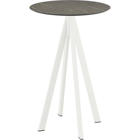 Mange-debout Infinity avec piètement blanc + plateau HPL Ø70 cm - Veba